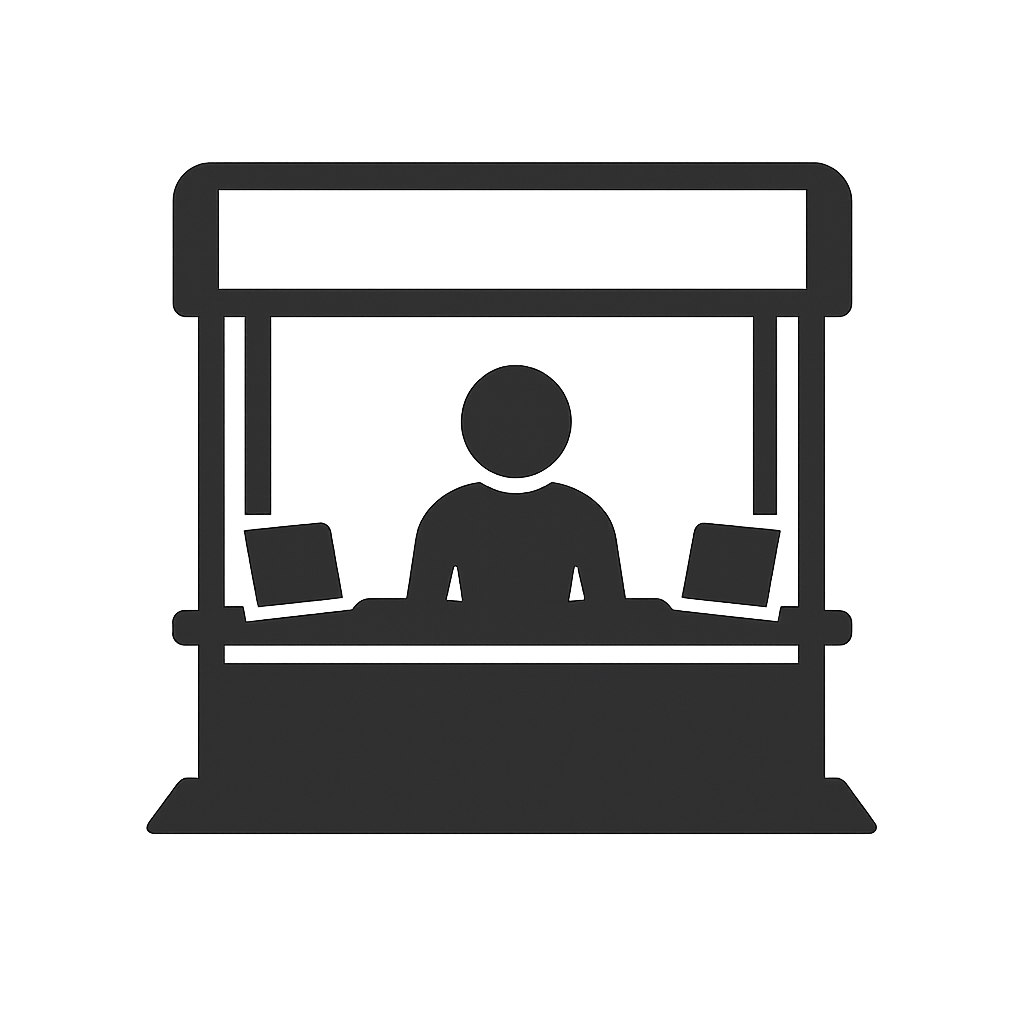 simple icon of expo hall booth with person make the background transparent-1